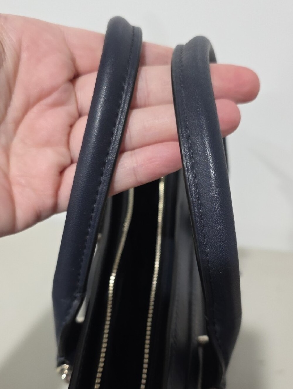 Coach Swagger 27 Navy Pebbled Leather Satchel with Silver Hardware Purse F87295 - Picture 15 of 16